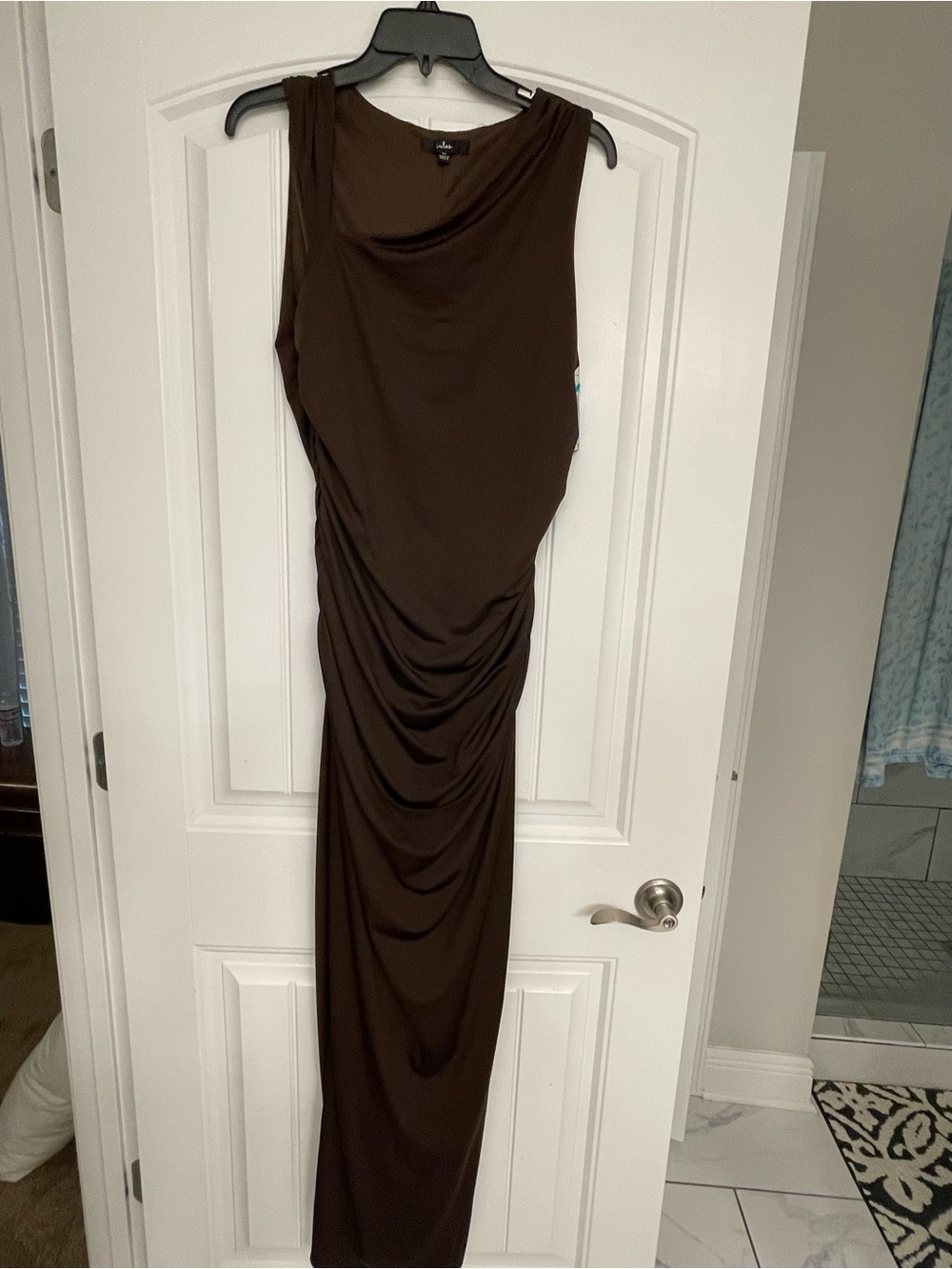 LULU’S Ruched One Shoulder Brown Midi Dress Sz Xl